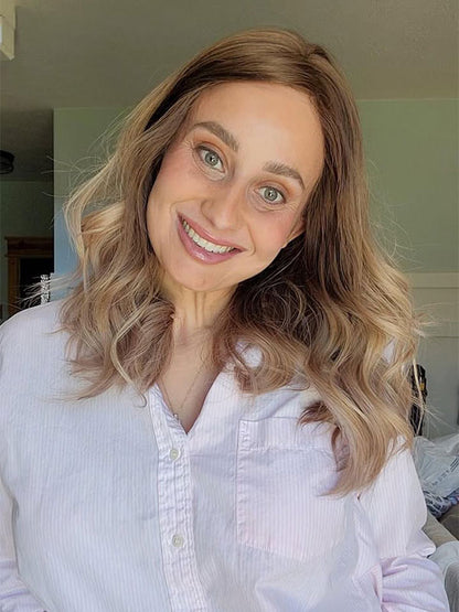 Lace Front Wig Dark Coffee Brown with Balayage Color #GT4 18"