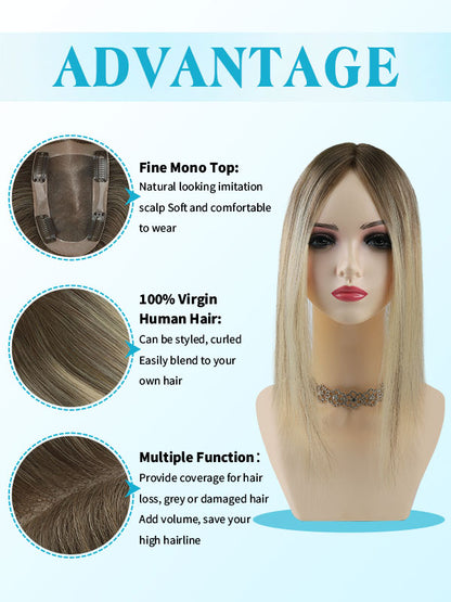 Hair Topper 3"x 5" Mono Base Balayage #B2/60