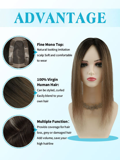 Hair Topper 3"x 5" Mono Base Balayage #B2/8