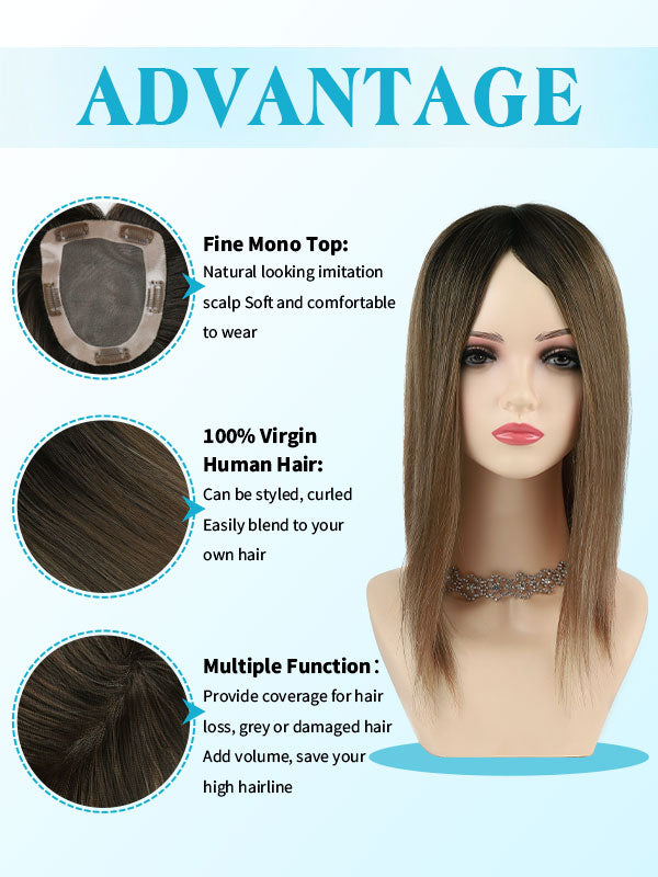 Hair Topper 5"x 6" Mono Base Balayage #B2/8