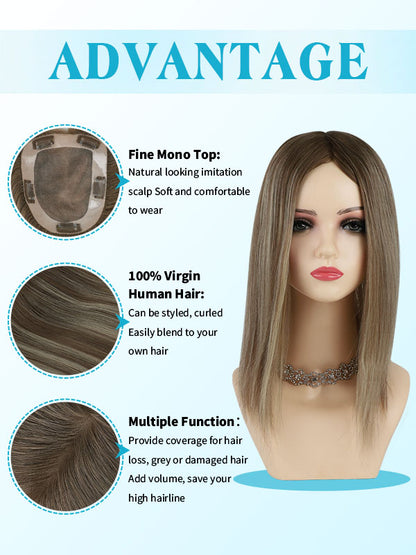 Hair Topper 5"x 6" Mono Base Ombre #8C/60