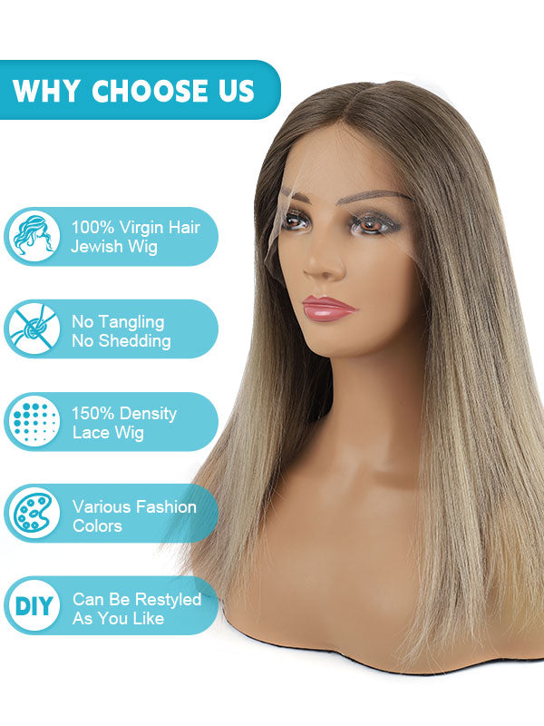 Lace Front Wig Dark Coffee Brown with Balayage Color #GT4 18"
