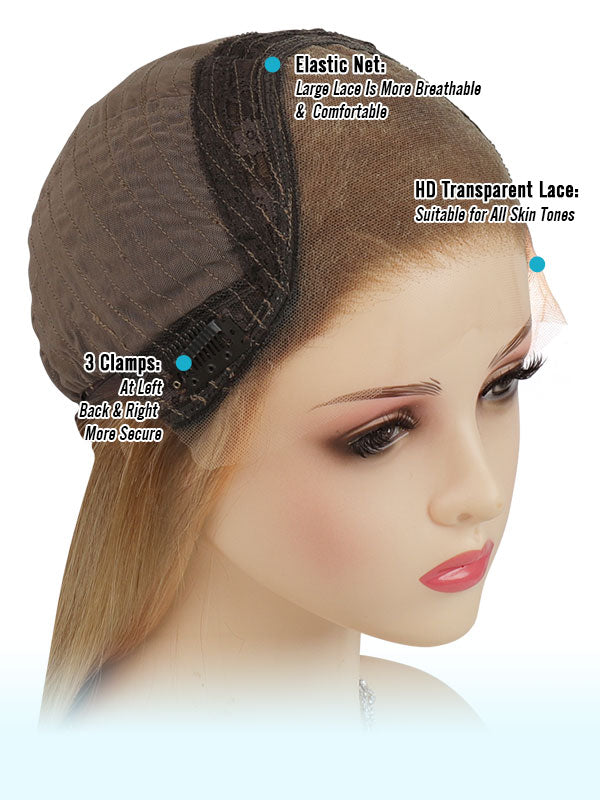 Lace Front Wig Human Hair Ombre Highlights #T10A-P10A/60