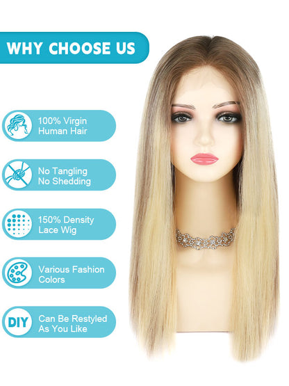 Lace Front Wig with Silk Top Balayage #B2/60