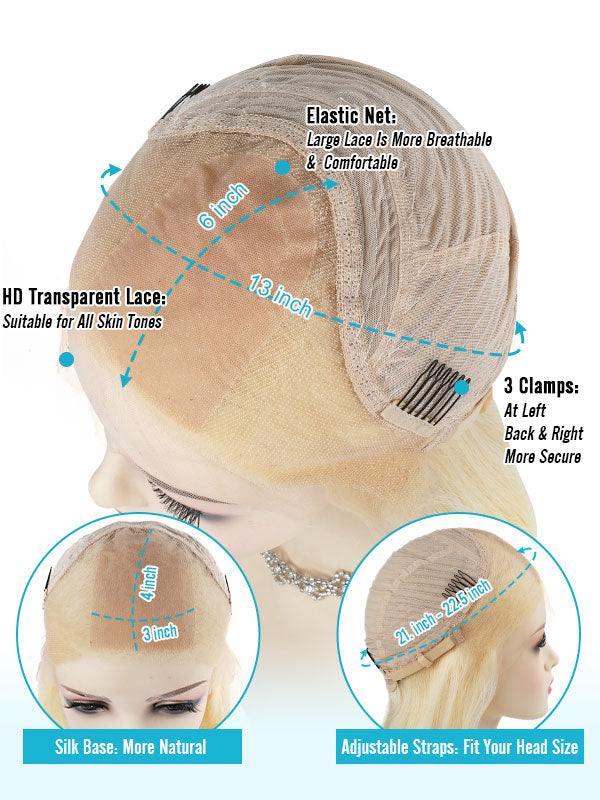 Lace Front Wig with Silk Top Ash Blonde #60