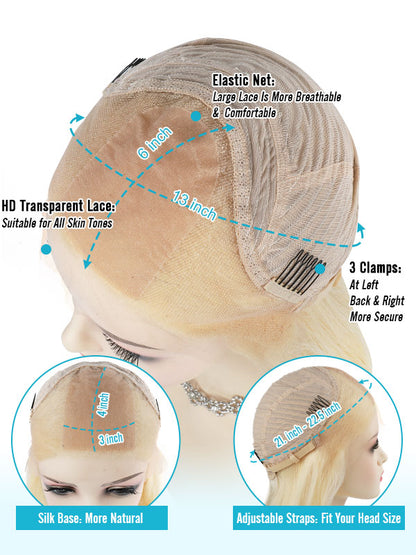 Lace Front Wig with Silk Top Ash Blonde #60