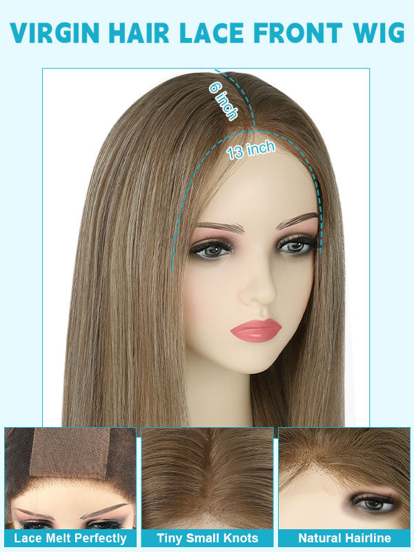 Lace Front Wig with Silk Top Highlights #8C/60