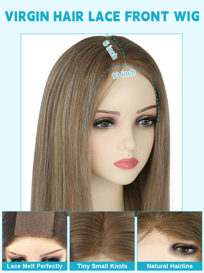Lace Front Wig with Silk Top Highlights #8C/60