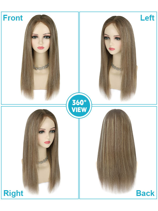 Lace Front Wig with Silk Top Highlights #8C/60