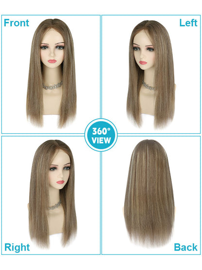 Lace Front Wig with Silk Top Highlights #8C/60