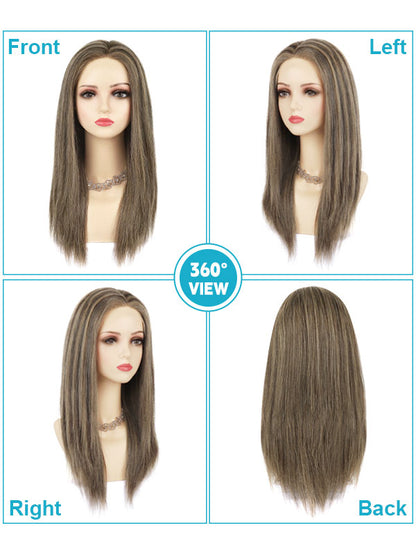 Lace Front Wig with Silk Top Highlights #P6/27