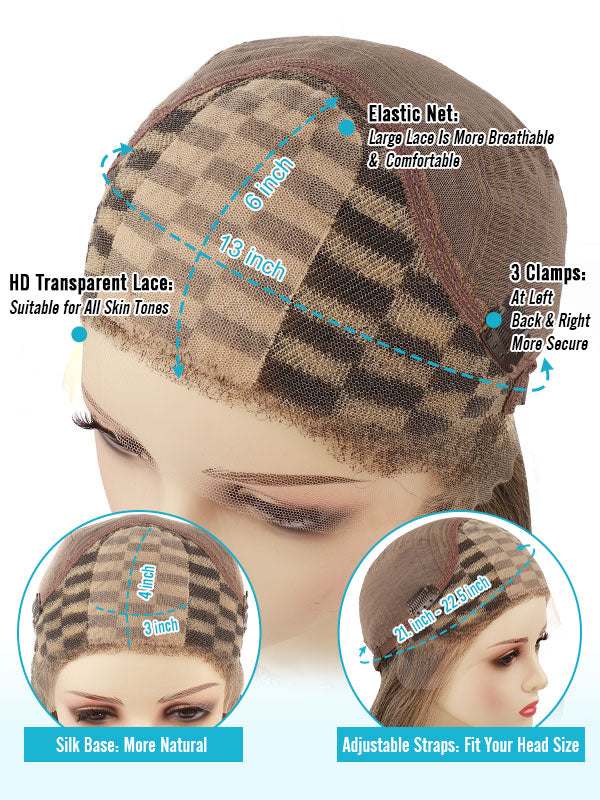 Lace Front Wig with Silk Top Highlights #P6/27